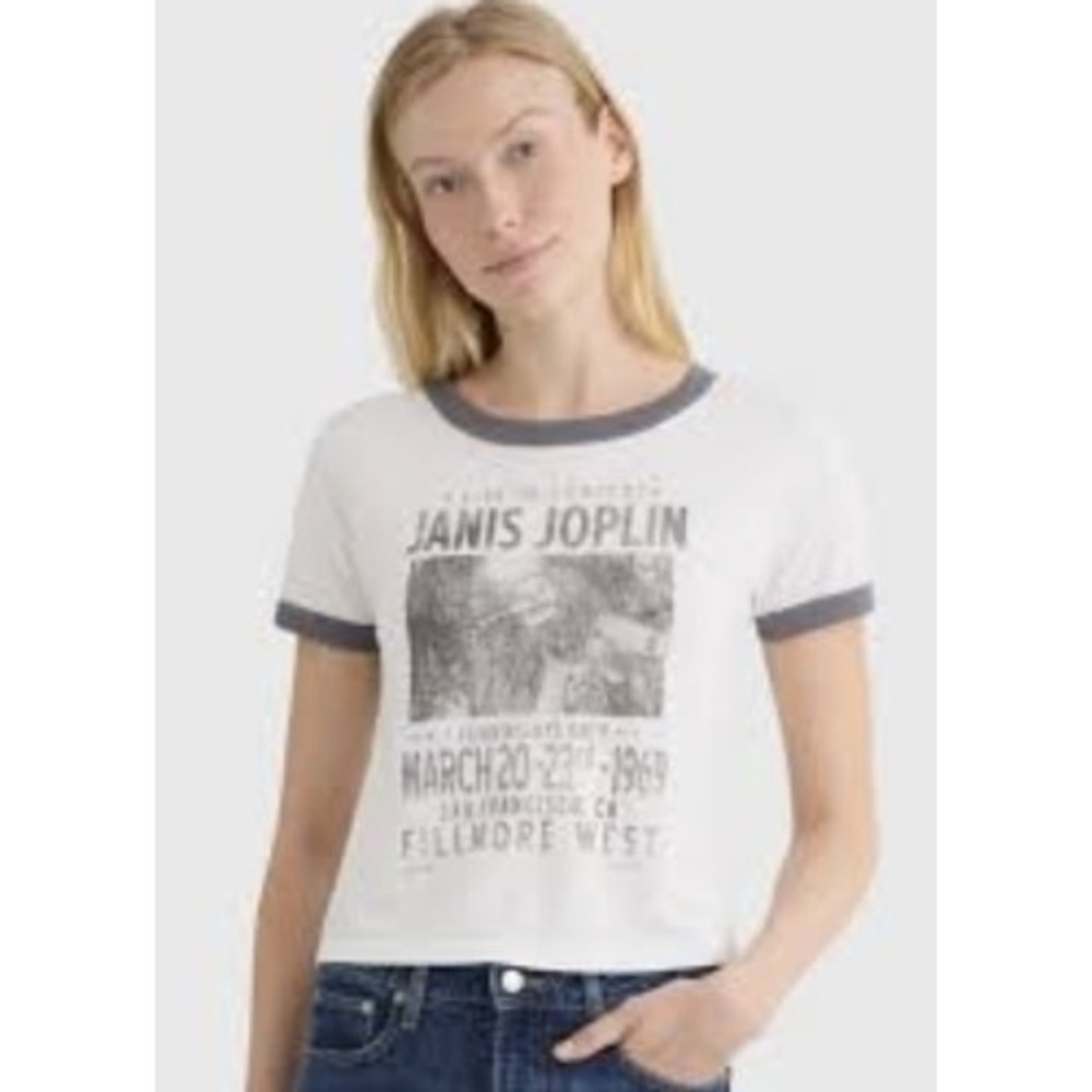 Janis Joplin Graphic Ringer 1969 Concert Tee Size M
